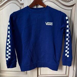 Vans Navy Sweatshirt with White Checkered Sleeves